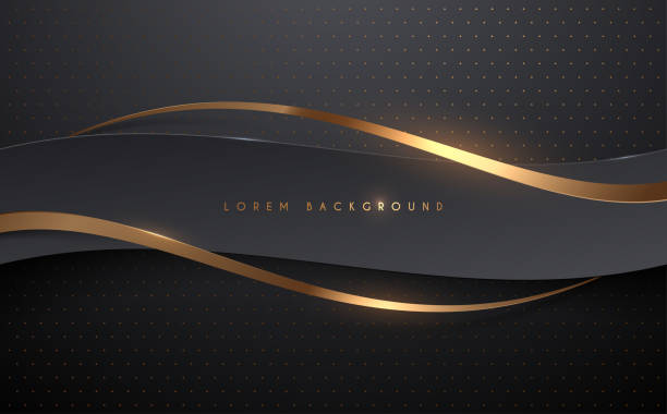 Abstract black and gold ribbons background Abstract black and gold ribbons background in vector award borders stock illustrations