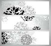 abstract black and white floral pattern banner background.(ai eps10 with transparency effect)