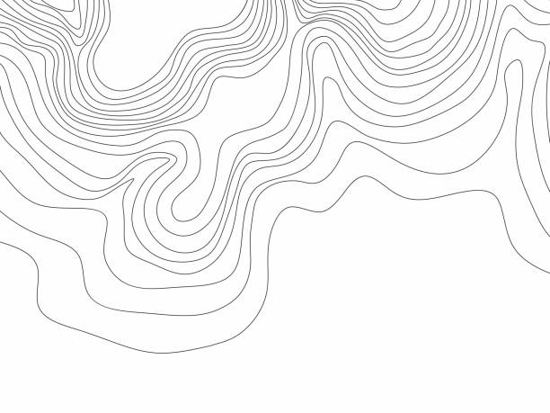 Abstract black and white topographic contours lines of mountains. Topography map art curve drawing. vector illustration. Abstract black and white topographic contours lines of mountains. Topography map art curve drawing. vector illustration. topography stock illustrations