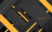 Abstract black and yellow geometric shapes background in vector