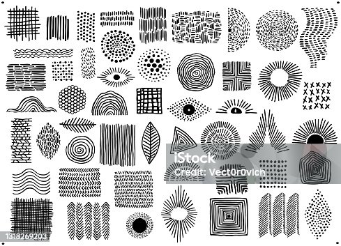 istock abstract black color geometric dot  line and curves art shapes and forms, spotted doodles set, isolated vector illustration graphics 1318269203