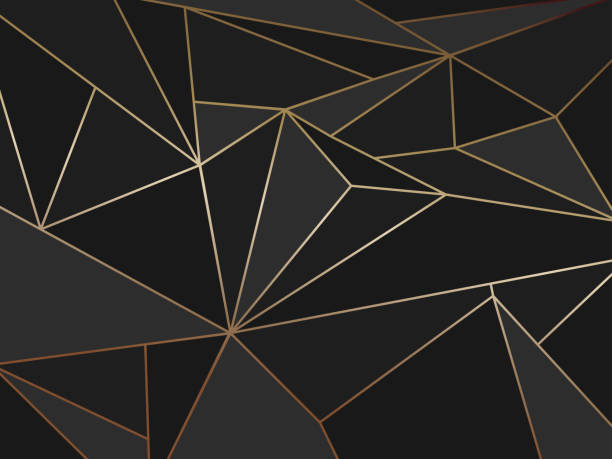 ilustrações de stock, clip art, desenhos animados e ícones de abstract black polygon artistic geometric with gold line background - gema