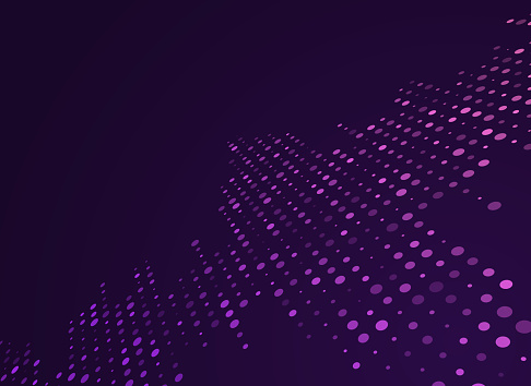 Abstract angled technology digital gradient dots purple pink background pattern.