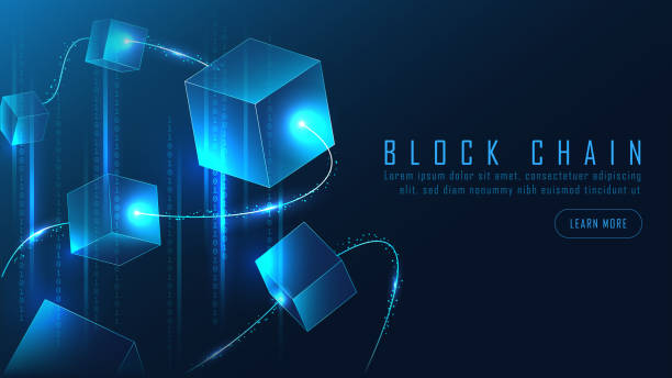 soyut blockchain afiş - blockchain stock illustrations