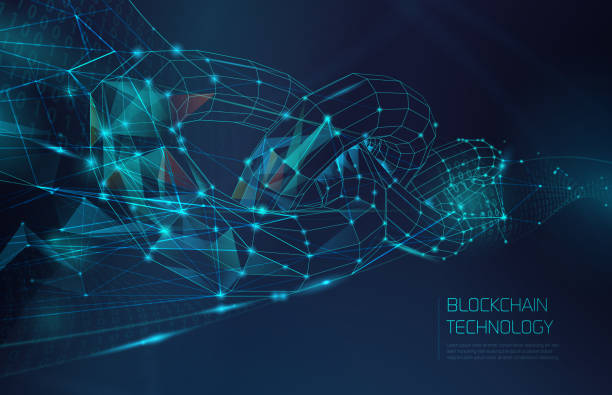 추상 blockchain 네트워크 배경 - 블록체인 stock illustrations