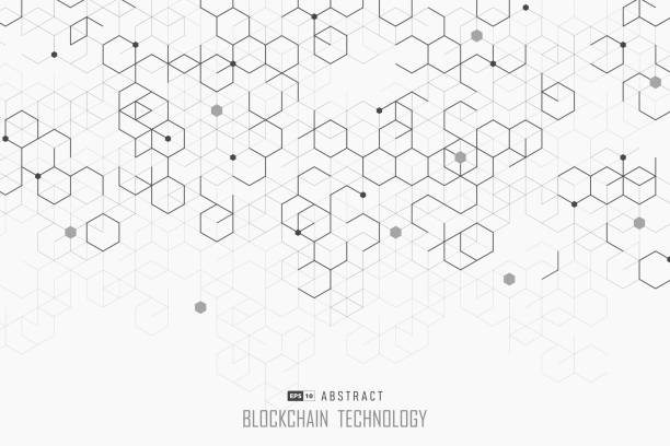Abstract blockchain technology design of hexagonal style background. illustration vector eps10 Abstract blockchain technology design of hexagonal style background. Use for poster, ad, artwork, template design, template. illustration vector eps10 blockchain stock illustrations