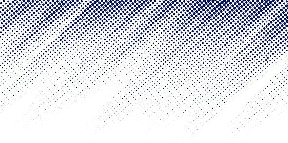 Abstract blue diagonal halftone texture on white background with copy space. Dots pattern. Vector illustration