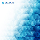 Abstract blue geometric hexagon pattern white background and texture with copy space. Creative design templates. Vector illustration