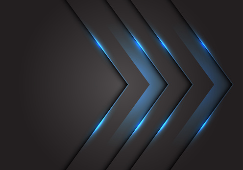 Abstract blue light 3D arrow direction on dark grey blank space design modern futuristic technology background vector illustration.
