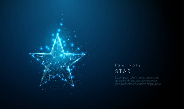 Abstract blue star. Low poly style design. vector art illustration