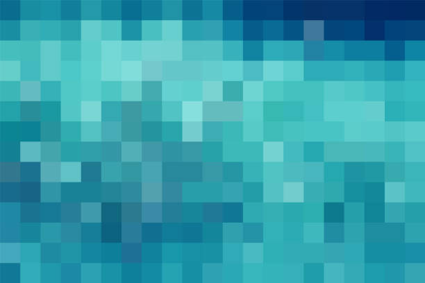 추상 블루 기술 체크 패턴 배경 - 정사각형 stock illustrations