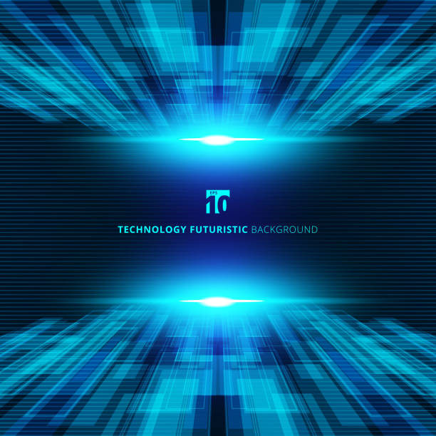 Abstract blue virtual technology concept futuristic digital perspective background with space for your text. Abstract blue virtual technology concept futuristic digital perspective background with space for your text. Vector illustration speed backgrounds stock illustrations