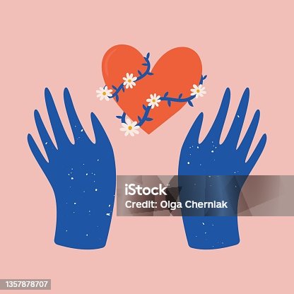 istock Abstract boho hands and heart symbol 1357878707
