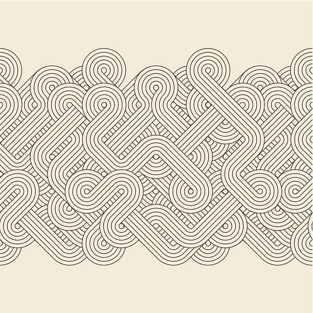 Abstract border Seamless abstract border with twisted lines maze backgrounds stock illustrations