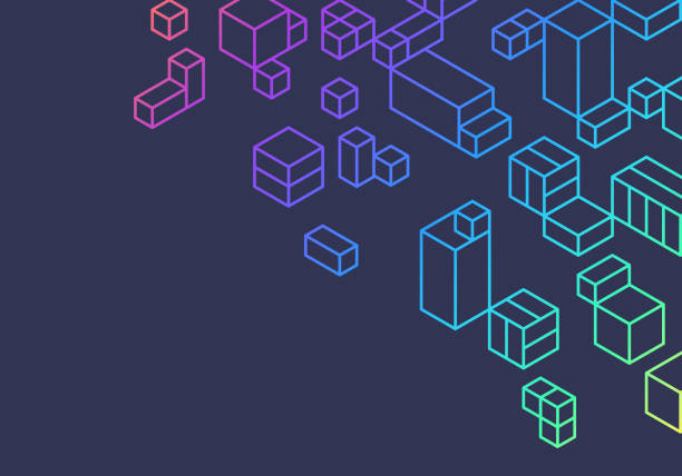 soyut kutular küpler arka plan tasarımı - blockchain stock illustrations