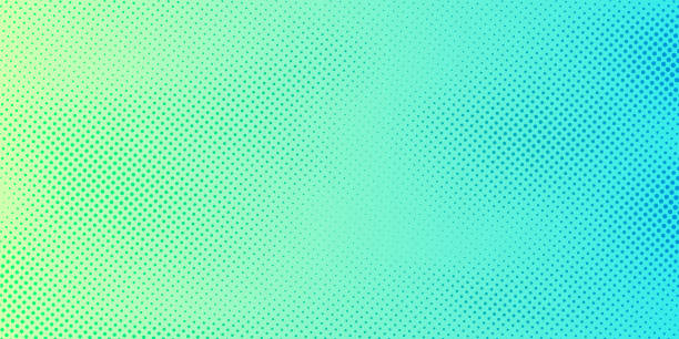 abstraktes hellgrünes und blauer farbhintergrund mit halftonmuster-textur. kreative cover-design-vorlage - hell beleuchtet stock-grafiken, -clipart, -cartoons und -symbole