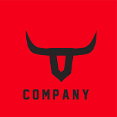 Abstract bull head simple logo icon design