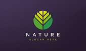 istock abstract circle leaf geometry logo concept in simple dan modern shape 1332783395