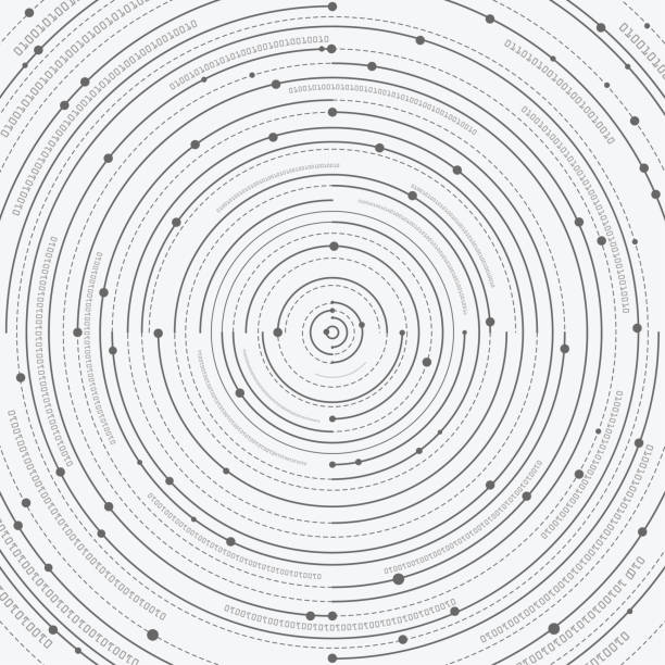 Abstract circles Abstract technology theme circle with binary code outer space patterns stock illustrations