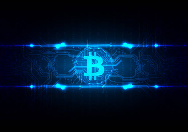 ilustraciones, imágenes clip art, dibujos animados e iconos de stock de resumen vector de ilustración de fondo de circuito bitcoin tecnología diseño - bitcoin