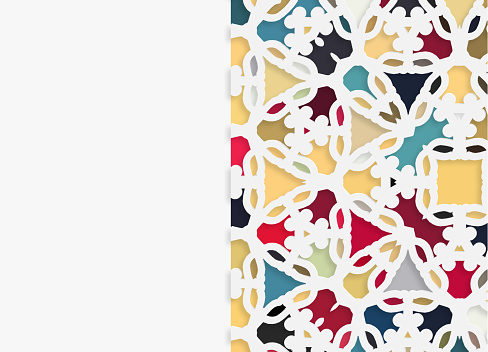abstract color papercutting style hollow floral pattern background