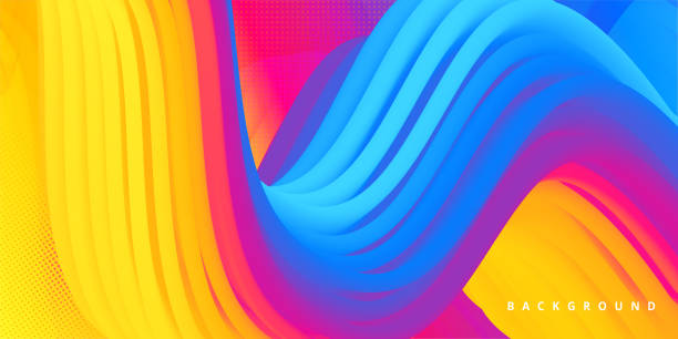 Abstract colorful flowing wave background template vector art illustration