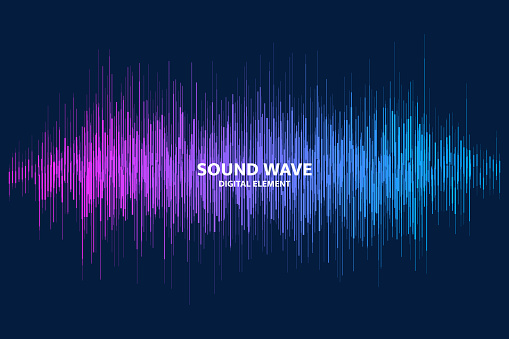 Concept of voice recognition. Sound wave with imitation of voice
