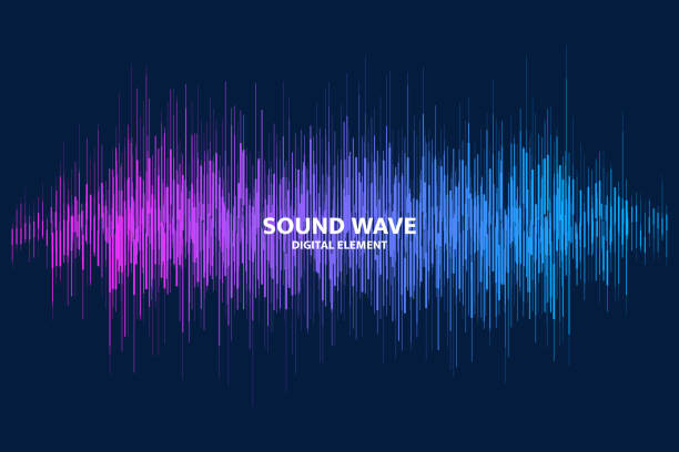 Abstract Colorful Rhythmic Sound Wave Concept of voice recognition. Sound wave with imitation of voice electromagnetic stock illustrations
