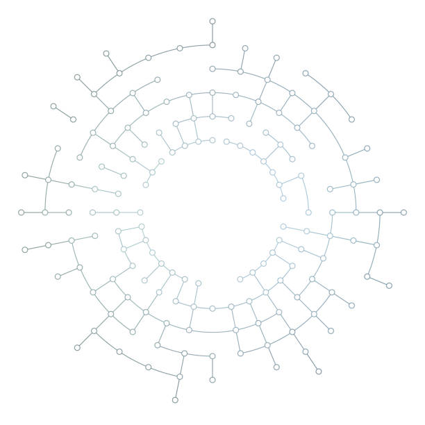 абстрактные соединенные линии с точками полярных координат. копирование пространства в середине. обратите внимание на глобальный цветово� - компьютерная графика stock illustrations