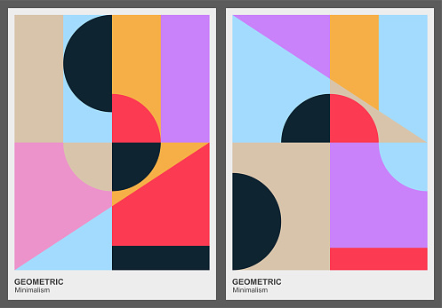abstract curve with rectangle geometric minimalism pattern background collection