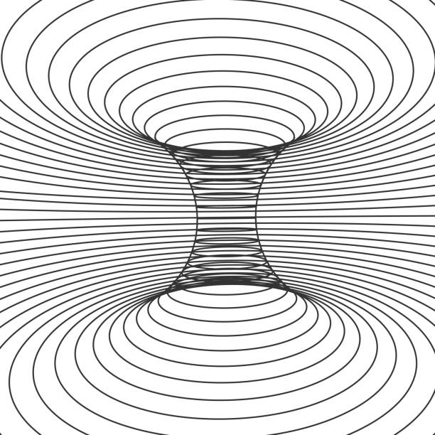 웜 홀의 추상적인 디자인 프레임입니다. 공간과 시간 왜곡. 벡터 일러스트 레이 션 흰색 배경에 고립 - black hole stock illustrations