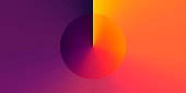 Modern and trendy abstract background with a circle in a color gradient. This illustration can be used for your design, with space for your text (colors used: Yellow, Orange, Red, Pink, Purple, Black). Vector Illustration (EPS10, well layered and grouped), wide format (2:1). Easy to edit, manipulate, resize or colorize.