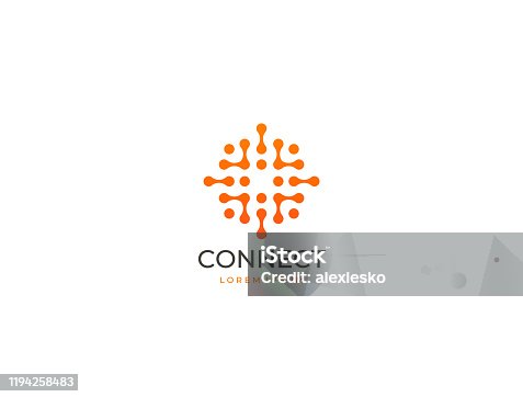 istock Abstract digital connection technology logo. Letter O logotype. Simple high tech design. Modern vector icon. 1194258483