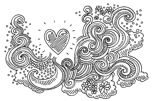 Abstract Doodle Love Pattern Drawing
