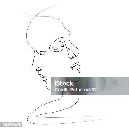 istock Abstract face one line 1081549628