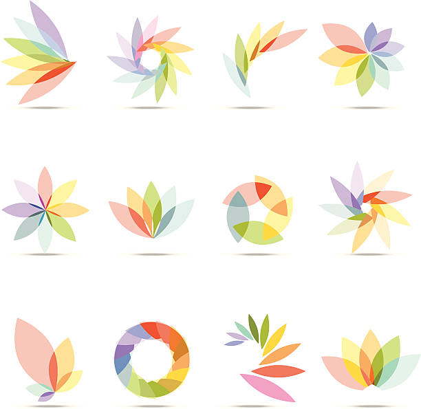 추상적임 꽃무늬 디자인 요소를 - 다층 효과 stock illustrations