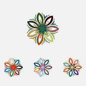 Abstract floral pattern icon collection for design