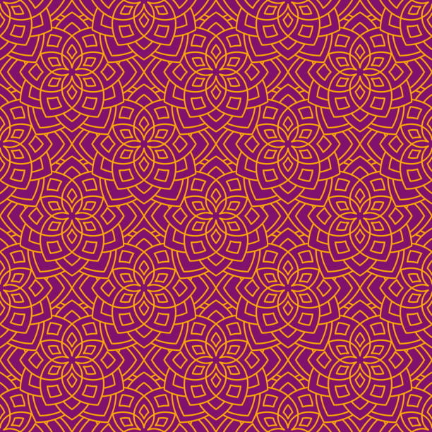 Abstract floral pattern Abstract floral pattern. Geometric flowers in seamless vector pattern. Pattern with abstract flowers in oriental arabesque style. Seamless vector background. culture of india stock illustrations