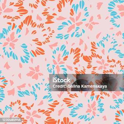 istock Abstract floral seamless pattern made of petals. Meadow ornament. Geometrical abstract shapes. 1220585944