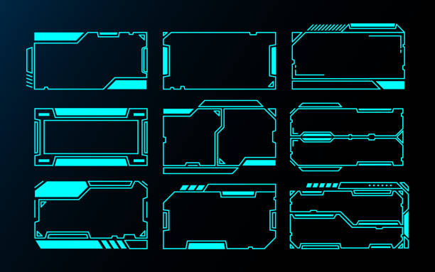 abstract frames technology futuristic interface hud vector design for ui games. abstract frames technology futuristic interface hud vector design for ui games. robot designs stock illustrations