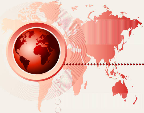 Abstract futuristic world map background vector art illustration