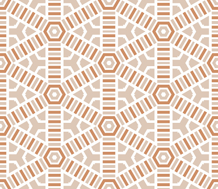Abstract geo seamless pattern. Striped ornamental geometric background with hexagon.