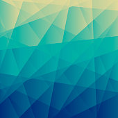 Modern and trendy abstract geometric background. Beautiful polygonal mosaic with a color gradient. This illustration can be used for your design, with space for your text (colors used: Beige, Yellow, Green, Turquoise, Blue). Vector Illustration (EPS10, well layered and grouped), format (1:1). Easy to edit, manipulate, resize or colorize.