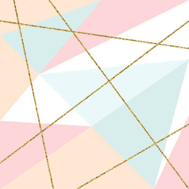 Abstract Geometric Background with Gold Lines and Pastel Colored Triangles. Golden invitation, brochure or banner with minimalistic geometric style. Gold lines, Glitter, Frame, Vector Fashion Wallpaper, Poster Abstract Geometric Background with Gold Lines and Pastel Colored Triangles. Golden invitation, brochure or banner with minimalistic geometric style. Gold lines, Glitter, Frame, Vector Fashion Wallpaper, Poster pastel colored stock illustrations
