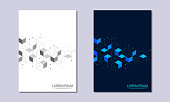 istock Abstract geometric covers and brochures with isometric vector blocks, polygon shape pattern 1396069627