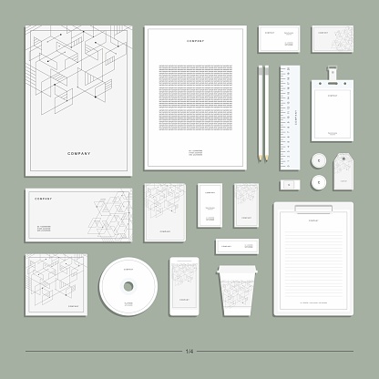 Abstract geometric technological corporate identity. Stationery set. Creative design.