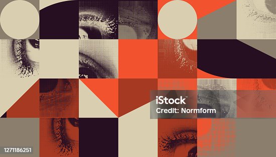 istock Abstract geometric vector pattern with transition effect 1271186251