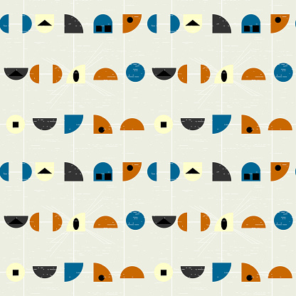 Abstract Geometric Vector Seamless Pattern Inspired By Midcentury 