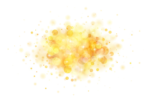 Abstract glowing gold blob on white background