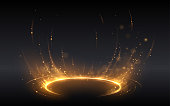 Abstract golden light circle effect in vector